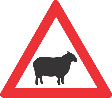 DOMESTIC ANIMALS SHEEP ROAD SIGN W312 - DOMESTIC ANIMALS (SHEEP) ROAD SIGN (W312)
